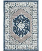 Safavieh Madison MAD503 Navy and Gray 6'7" x 6'7" Square Area Rug