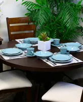 Elama Fleur De Lys 20 Piece Dinnerware Set in Turquoise