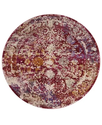 Safavieh Sutton SUT403 Fuchsia and Ivory 6' x 6' Round Area Rug