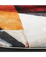 Safavieh Porcello PRL6940 Light Gray and Orange 6'7" x 6'7" Round Area Rug