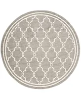 Safavieh Amherst AMT414 Dark Gray and Beige 7' x 7' Round Area Rug