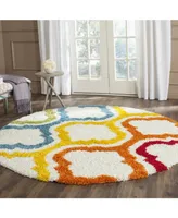 Safavieh Shag Kids SGK561 Ivory and Multi 6'7" x 6'7" Round Area Rug