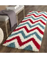 Safavieh Shag Kids SGK564 Ivory and Red 2'3" x 7' Runner Area Rug