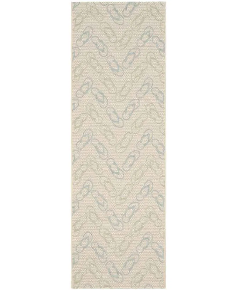 Safavieh Courtyard CY7420 Beige and Aqua 2'3" x 6'7" Sisal Weave Runner Outdoor Area Rug