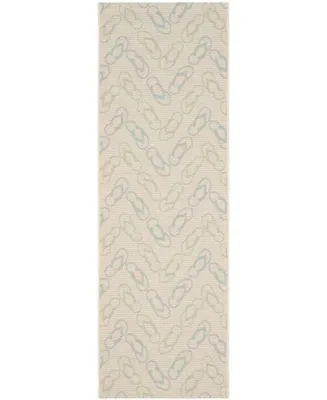 Safavieh Courtyard CY7420 Beige and Aqua 2'3" x 6'7" Sisal Weave Runner Outdoor Area Rug