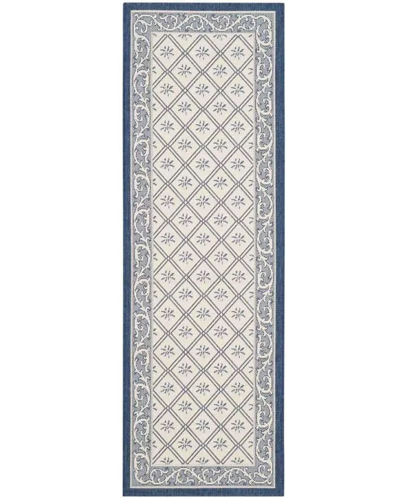 Safavieh Courtyard CY7427 Beige and Navy 2'3" x 6'7" Sisal Weave Runner Outdoor Area Rug