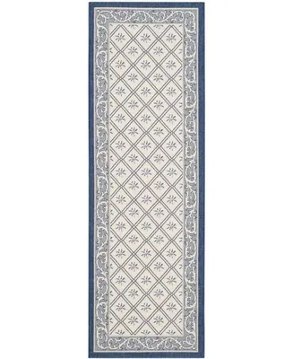 Safavieh Courtyard CY7427 Beige and Navy 2'3" x 6'7" Sisal Weave Runner Outdoor Area Rug