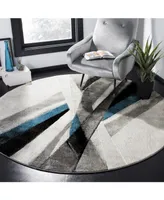 Safavieh Hollywood HLW710 Gray and Teal 6'7" x 6'7" Round Area Rug