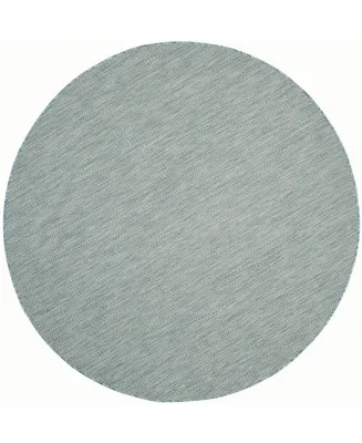 Safavieh Courtyard CY8022 Aqua and Gray 6'7" x 6'7" Sisal Weave Round Outdoor Area Rug