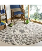 Safavieh Courtyard CY6616 Anthracite and Beige 6'7" x 6'7" Sisal Weave Round Outdoor Area Rug