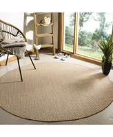 Safavieh Courtyard CY8653 Natural and Cream 6'7" x 6'7" Sisal Weave Round Outdoor Area Rug