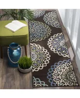 Safavieh Veranda VER092 Chocolate and Blue 2'3" x 8' Runner Outdoor Area Rug