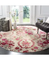 Safavieh Monaco MNC205 Ivory and Pink 6'7" x 6'7" Round Area Rug