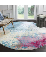 Safavieh Watercolor WTC620 Light Blue and Light Yellow 6'7" x 6'7" Round Area Rug