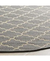 Safavieh Courtyard CY6919 Anthracite and Beige 5'3" x 5'3" Sisal Weave Round Outdoor Area Rug