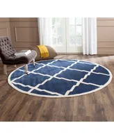 Safavieh Amherst AMT421 Navy and Beige 7' x 7' Round Area Rug