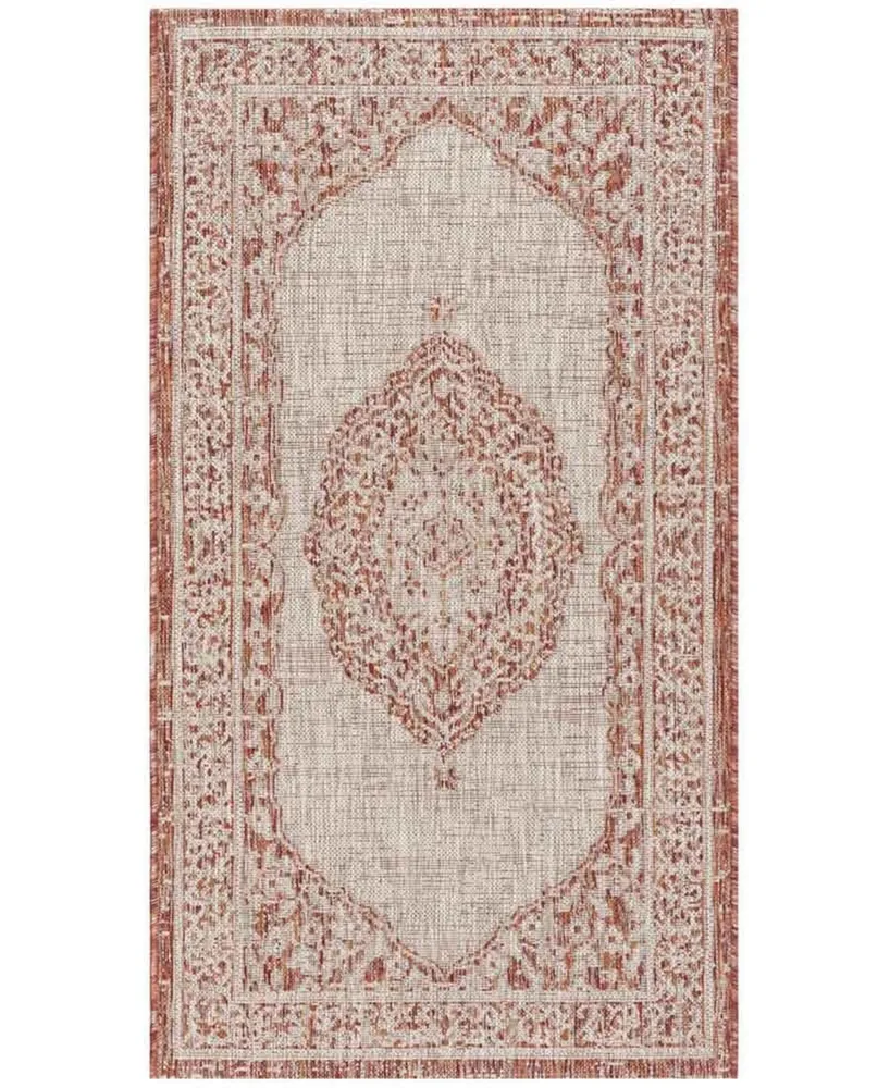 Safavieh Courtyard CY8751 Light Beige and Terracotta 2'7" x 5' Sisal Weave Outdoor Area Rug