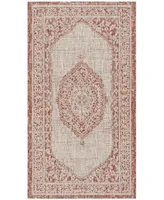 Safavieh Courtyard CY8751 Light Beige and Terracotta 2'7" x 5' Sisal Weave Outdoor Area Rug