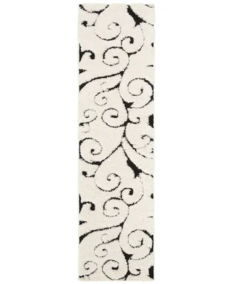 Safavieh Florida Shag SG455 Ivory and Black 2'3" x 8' Runner Area Rug