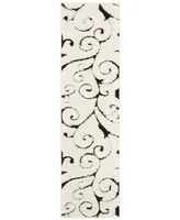 Safavieh Florida Shag SG455 Ivory and Black 2'3" x 8' Runner Area Rug