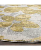 Safavieh Evoke EVK236 Gray and Gold 6'7" x 6'7" Round Area Rug