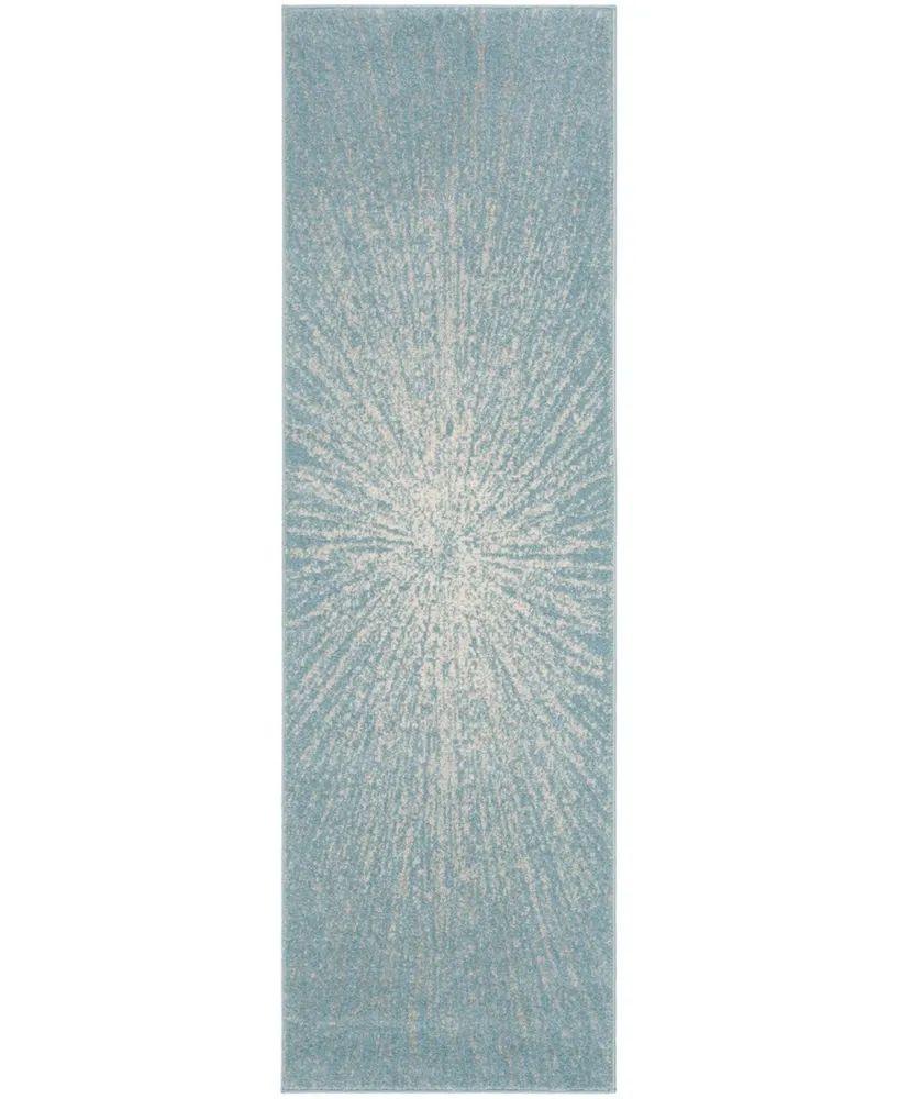 Safavieh Evoke EVK228 Aqua and Ivory 2'2" x 7' Runner Area Rug