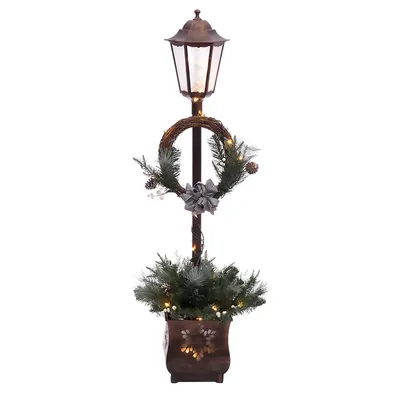 Puleo International Pre Lit 4 ft. Christmas Lamp Post with 35 Multi Ul listed lights