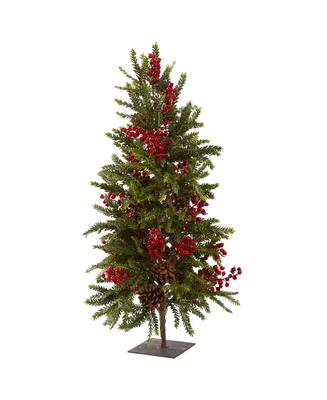 Nearly Natural 36" Pine and Berry Christmas Tree
