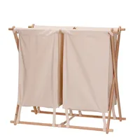 Household Essentials Collapsible Wood X-Frame Double Laundry Hamper