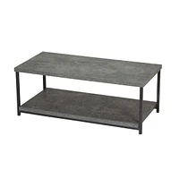Household Essentials Slate Faux Concrete Coffee Table with Storage Shelf