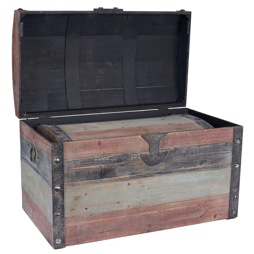 Household Essentials Set of 2 Weathered Wooden Storage Trunks