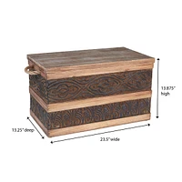 Household Essentials Small Metal Banded Wooden Storage Trunk