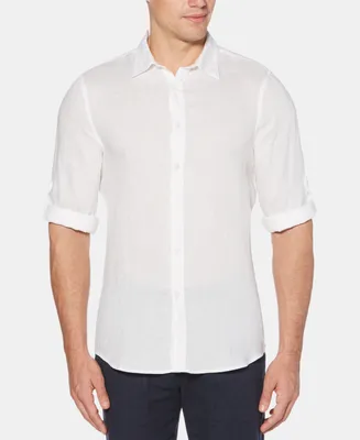 Men's Solid Linen Roll Sleeve Shirt