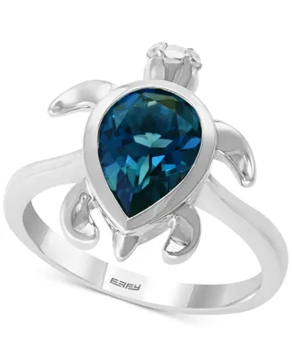 Effy London Blue Topaz (2-3/8 ct. t.w.) & Diamond Accent Turtle Ring in Sterling Silver