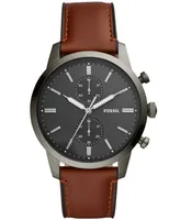 Fossil Men's Townsman Brown Leather Strap Watch 44mm