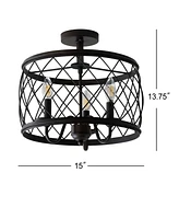 Jonathan Y Eleanor 3-Light Metal Led Semi Flush Mount Ceiling Light