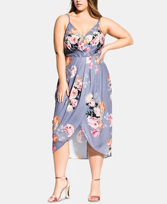 City Chic Trendy Plus Size Florence Floral Wrap Dress