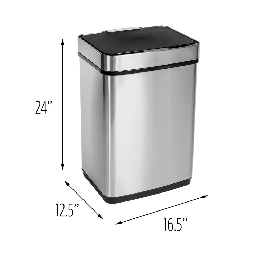 Honey Can Do 50L Stainless Steel Trash Can with Motion Sensor and Soft Close