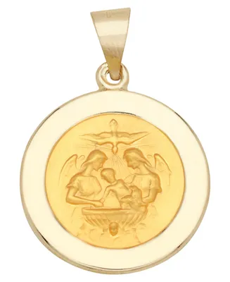 Baptism Medal Pendant in 14k Yellow Gold