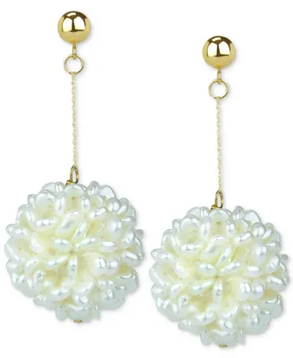 Cultured Freshwater Pearl (2-3mm) Cluster Drop Earrings in 14k Gold