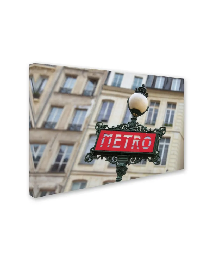 Cora Niele 'Paris Metro Signpost' Canvas Art - 24" x 16" x 2"