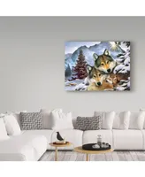 Howard Robinson 'Wolf Family' Canvas Art - 19" x 14" x 2"