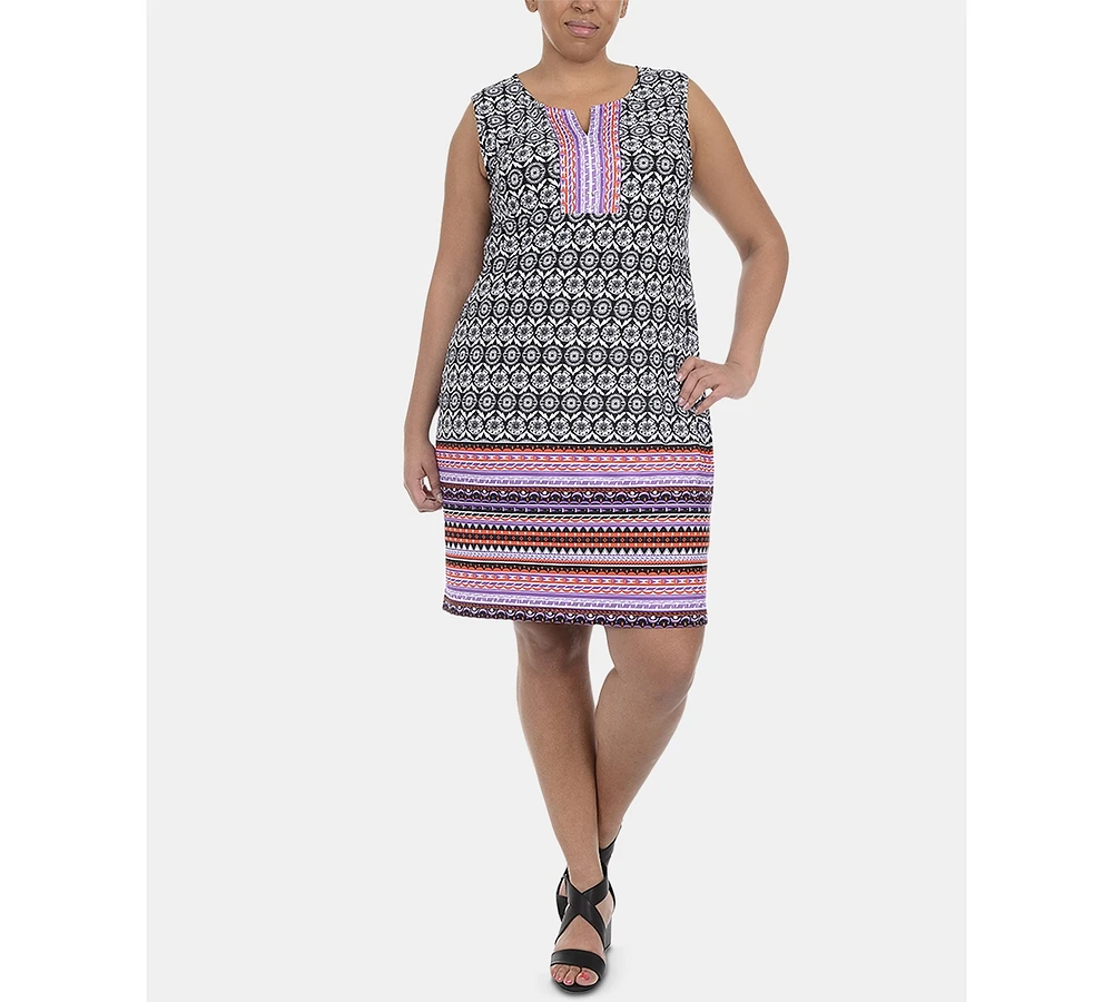 Ny Collection Plus Size Medallion-Print Shift Dress