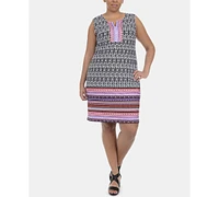 Ny Collection Plus Size Medallion-Print Shift Dress