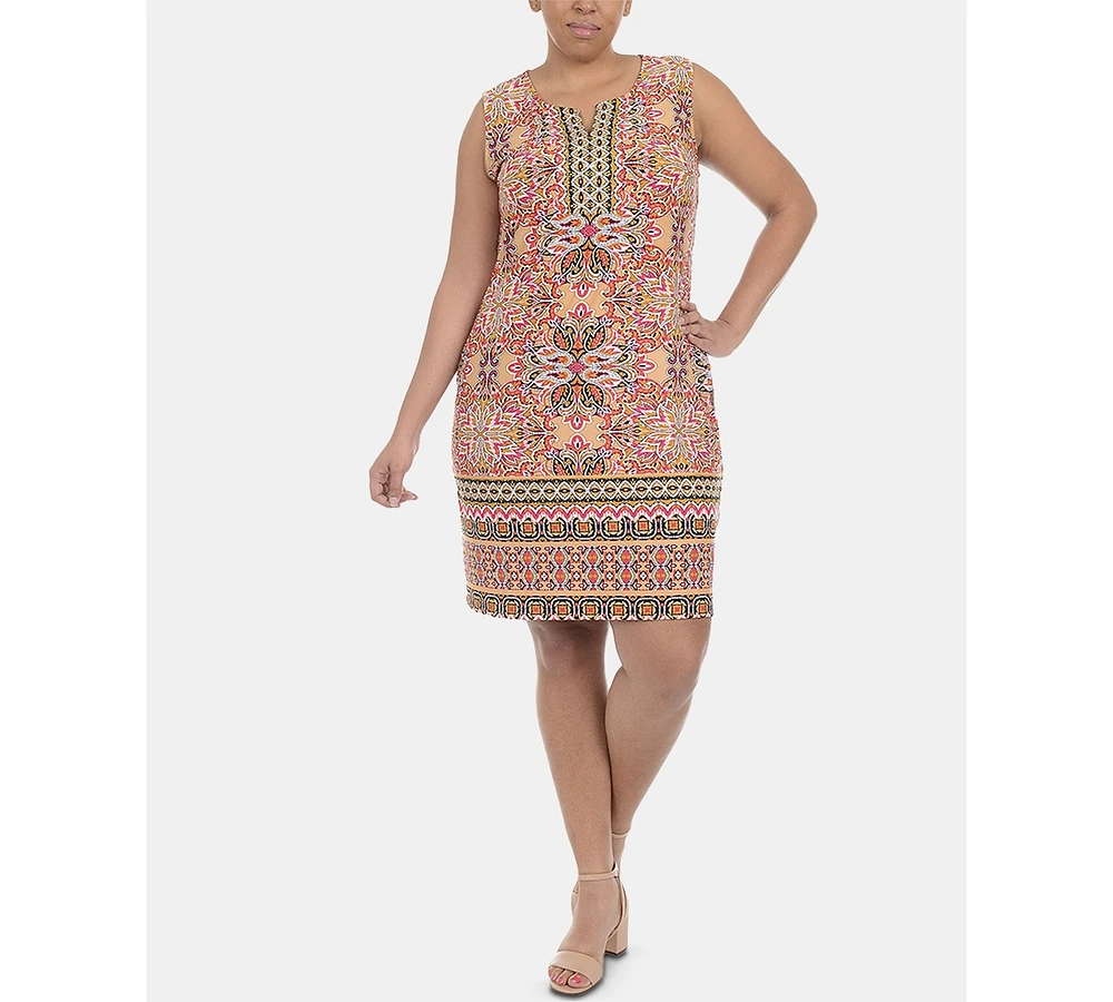 Ny Collection Plus Size Medallion-Print Shift Dress