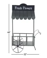 Rosemary Lane Farmhouse Iron Flower Cart with Roof