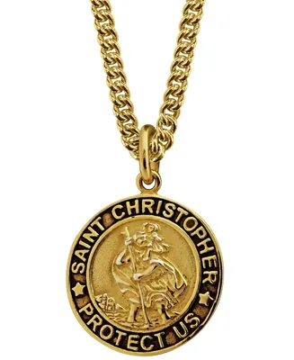 Sutton Gold Plated Sterling Silver Saint Christopher Pendant Necklace