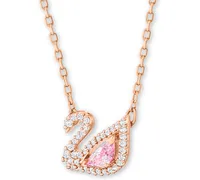 Swarovski Rose Gold-Tone Crystal Swan Pendant Necklace, 14-7/8" + 2" extender