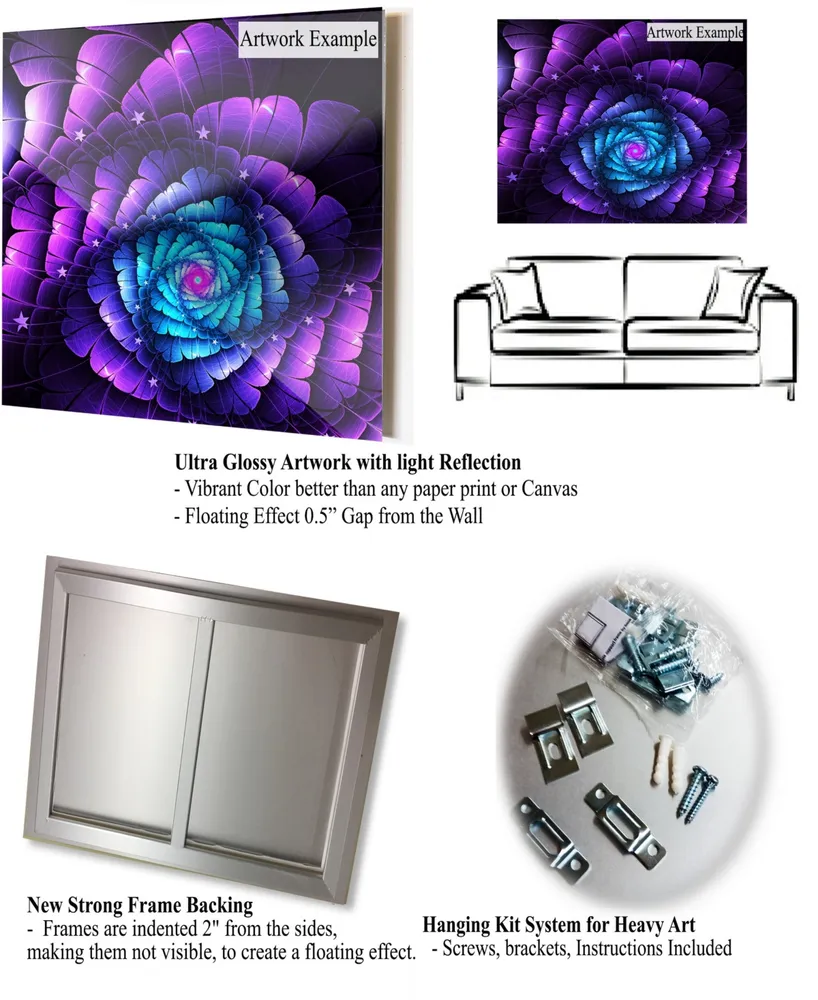 Designart 'Perfect Light Purple Starry Sky' Abstract Metal Wall Decor - 20" X 12"