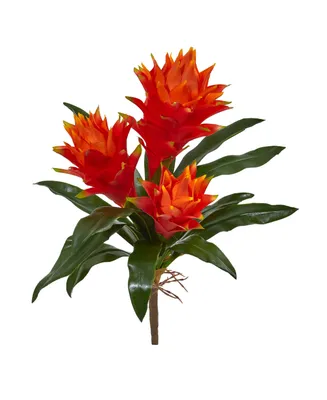 Nearly Natural 16" Double Bromeliad Artificial Flower (Set of 6)